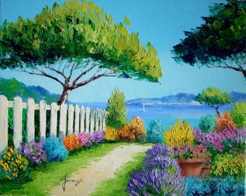 風景 Painting - 海の近くの庭園